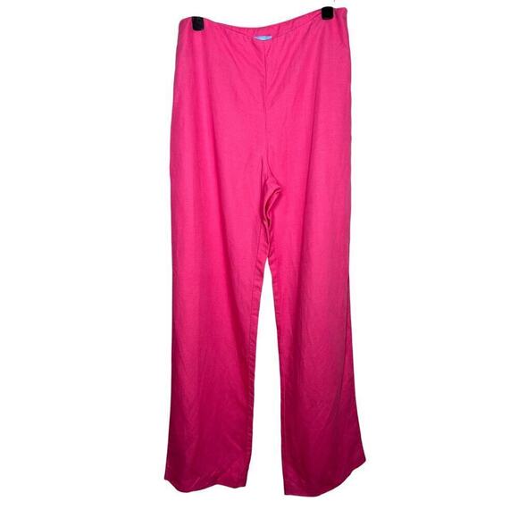 J Mclaughlin Wide Leg Side Zipper Hot Pink Linen Blend Pants Women's Size 4 - Picture 1 of 8